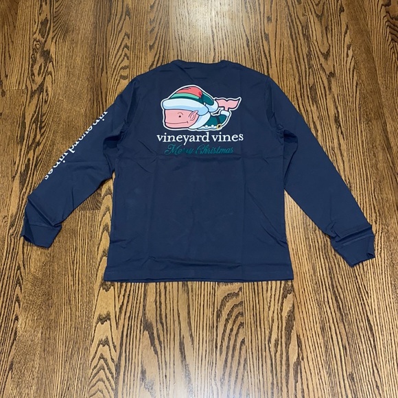 Vineyard Vines boys long sleeve Christmas shirt with elf whale, size L (16), NWT - Picture 1 of 5